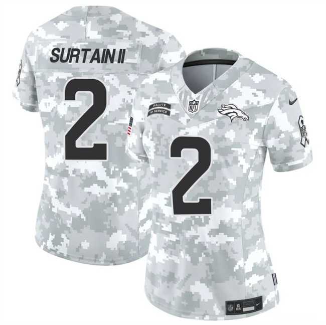 Womens Denver Broncos #2 Patrick Surtain II 2024 F.U.S.E Arctic Camo Salute To Service Limited Stitched Jersey Dzhi